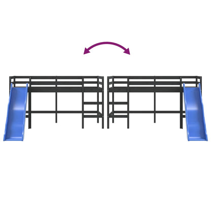 Kids' Loft Bed without Mattress with Slide Black 80x200 cm