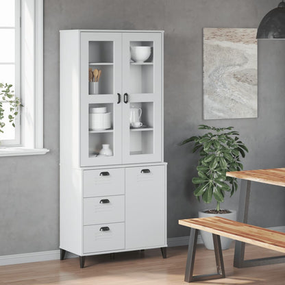 Highboard VIKEN White 80x40x190 cm Solid Wood Pine