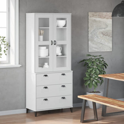 Highboard VIKEN White 80x40x190 cm Solid Wood Pine