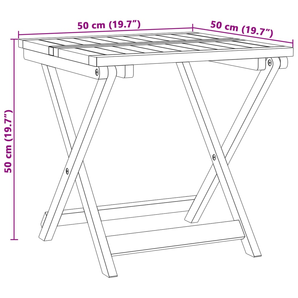 Folding Garden Table 50x50x50 cm Solid Wood Acacia