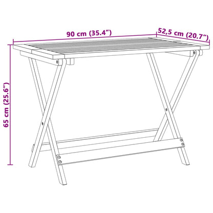 Folding Garden Table 90x52.5x65 cm Solid Wood Acacia