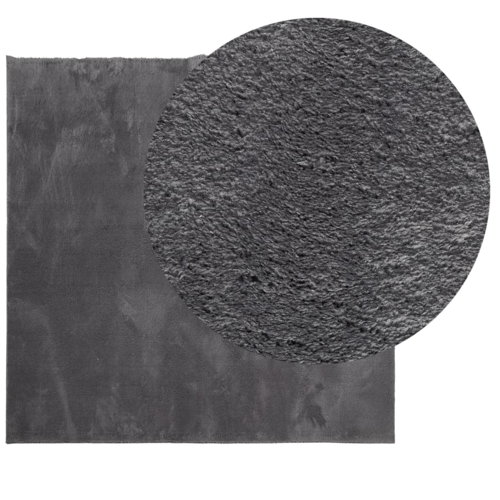 Rug HUARTE Short Pile Soft and Washable Anthracite 120x120 cm