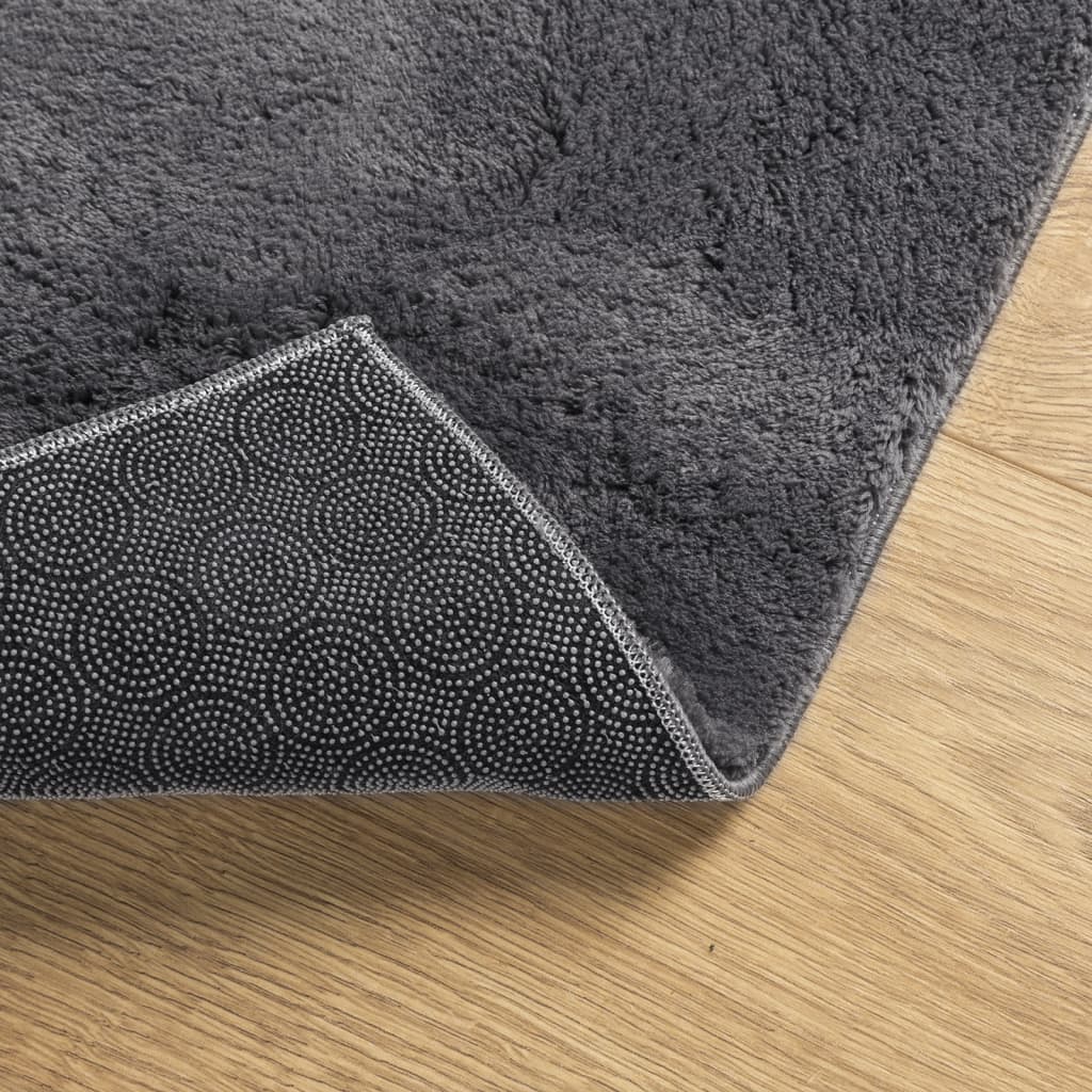 Rug HUARTE Short Pile Soft and Washable Anthracite 120x120 cm