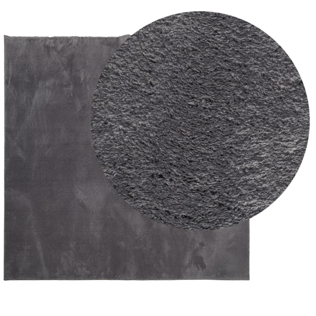 Rug HUARTE Short Pile Soft and Washable Anthracite 240x240 cm