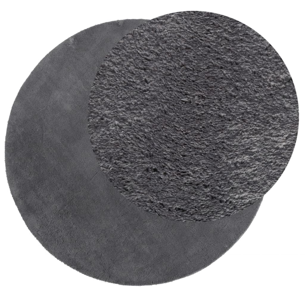 Rug HUARTE Short Pile Soft and Washable Anthracite Ø 80 cm