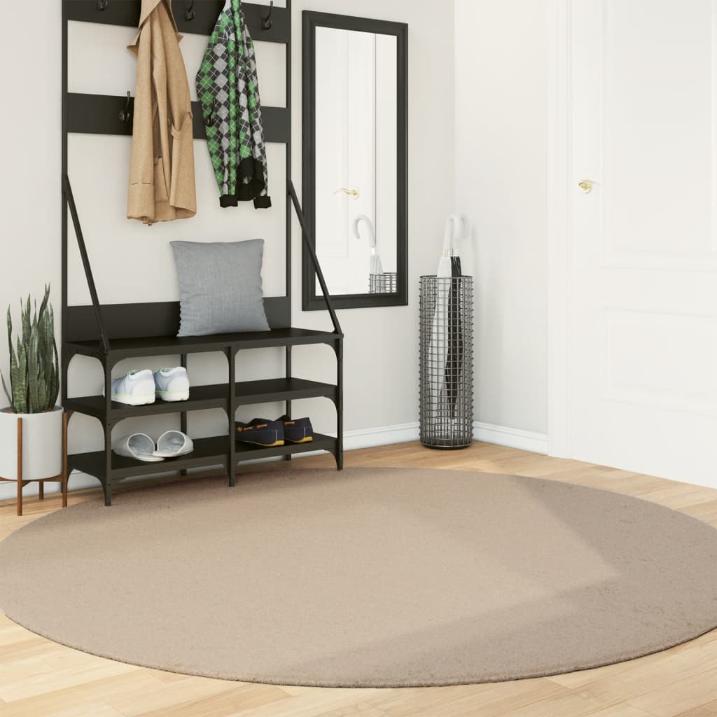 Rug HUARTE Short Pile Soft and Washable Sand Ø 200 cm