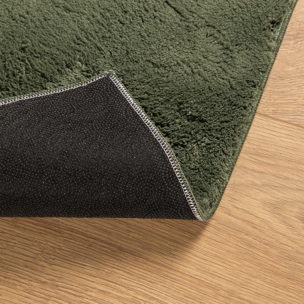 Rug HUARTE Short Pile Soft and Washable Forest Green 160x160 cm