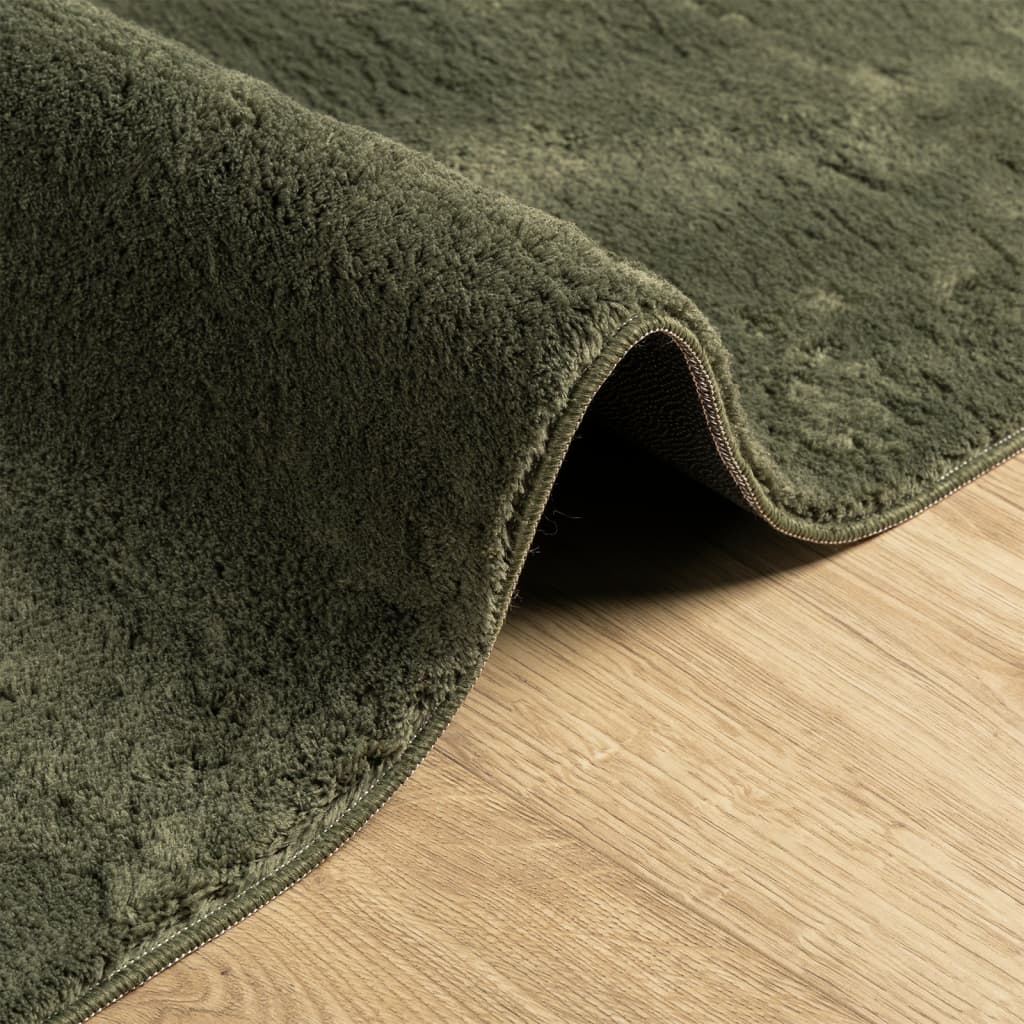 Rug HUARTE Short Pile Soft and Washable Forest Green 160x160 cm