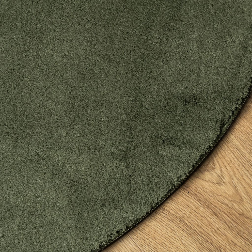 Rug HUARTE Short Pile Soft and Washable Forest Green Ø 80 cm