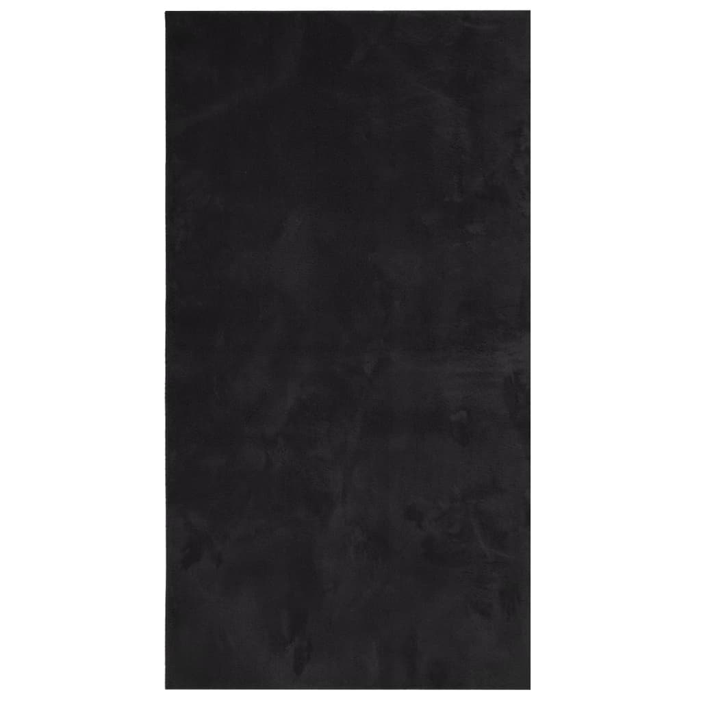 Rug HUARTE Short Pile Soft and Washable Black 60x110 cm