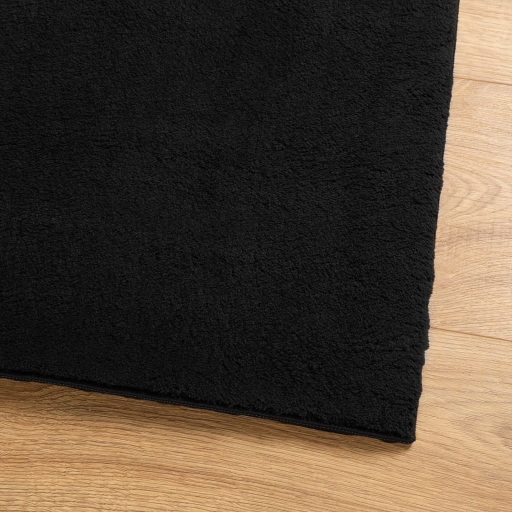 Rug HUARTE Short Pile Soft and Washable Black 80x200 cm