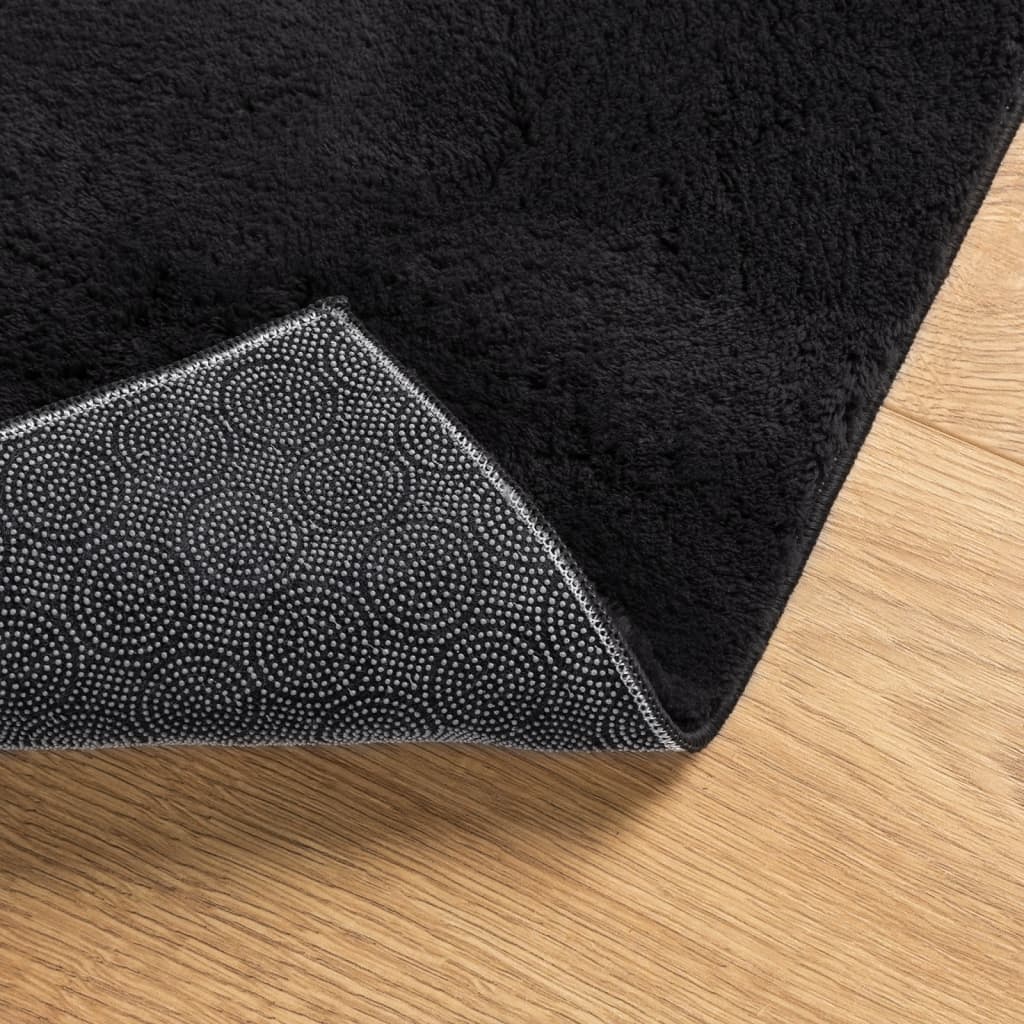 Rug HUARTE Short Pile Soft and Washable Black 80x200 cm