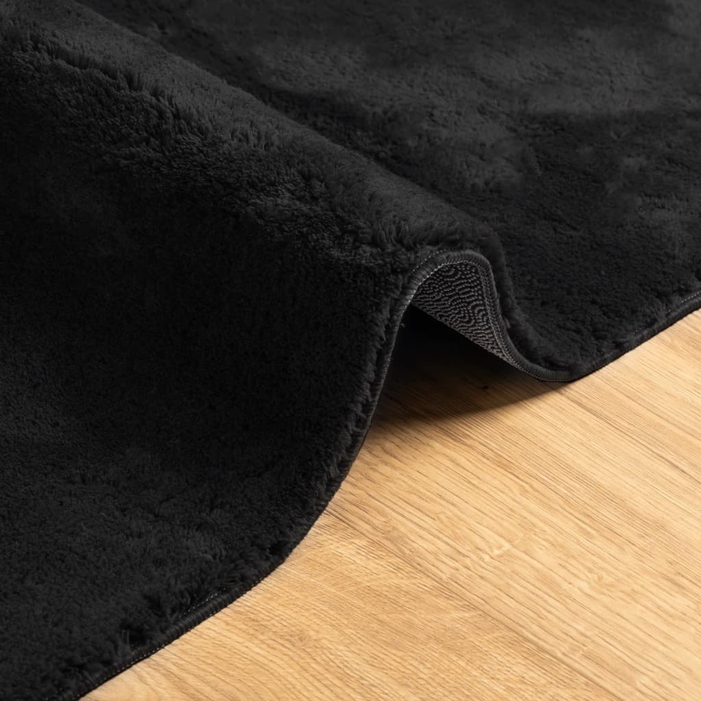 Rug HUARTE Short Pile Soft and Washable Black 80x200 cm