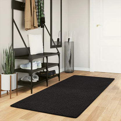 Rug HUARTE Short Pile Soft and Washable Black 80x200 cm