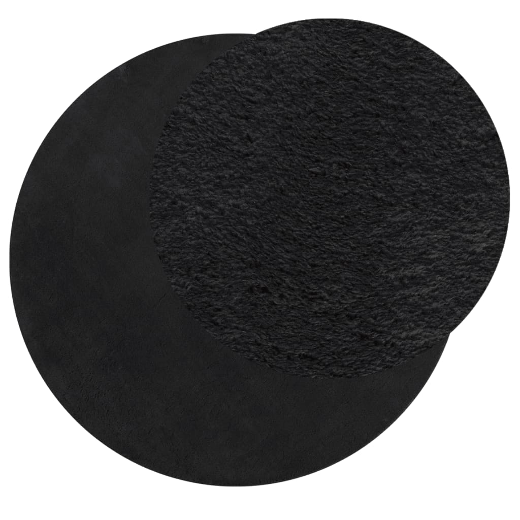 Rug HUARTE Short Pile Soft and Washable Black Ø 120 cm