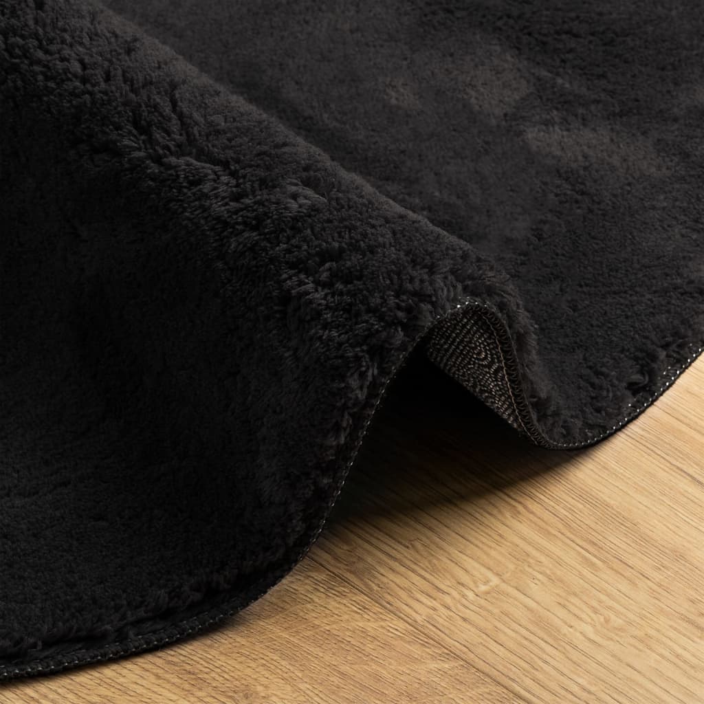 Rug HUARTE Short Pile Soft and Washable Black Ø 120 cm