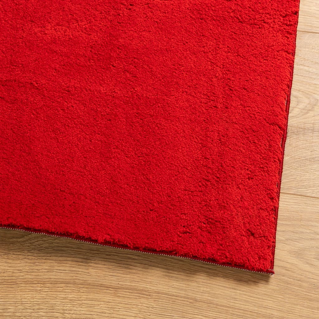 Rug HUARTE Short Pile Soft and Washable Red 80x250 cm