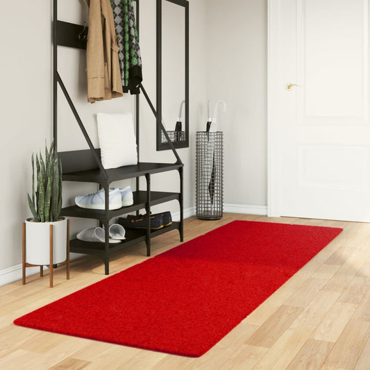 Rug HUARTE Short Pile Soft and Washable Red 80x250 cm