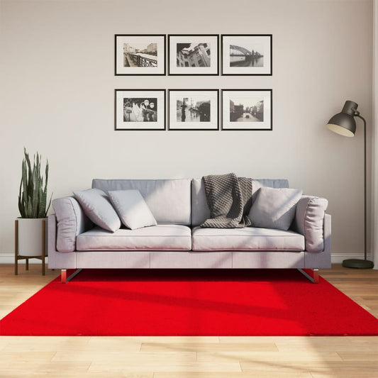 Rug HUARTE Short Pile Soft and Washable Red 160x160 cm