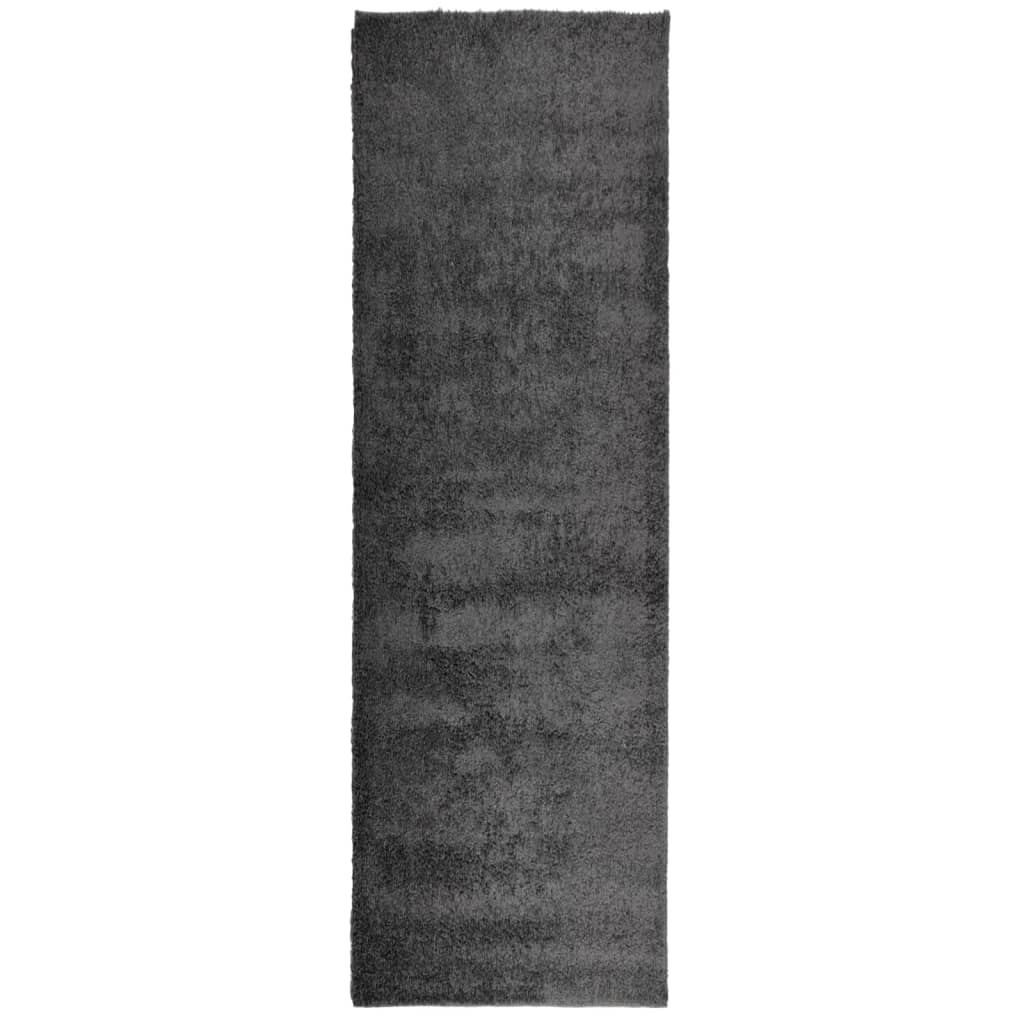 Shaggy Rug PAMPLONA High Pile Modern Anthracite 80x250 cm