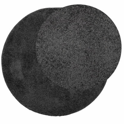 Shaggy Rug PAMPLONA High Pile Modern Anthracite Ø 80 cm