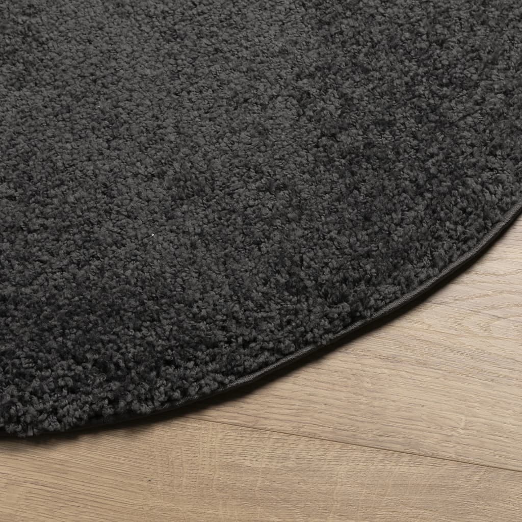 Shaggy Rug PAMPLONA High Pile Modern Anthracite Ø 80 cm