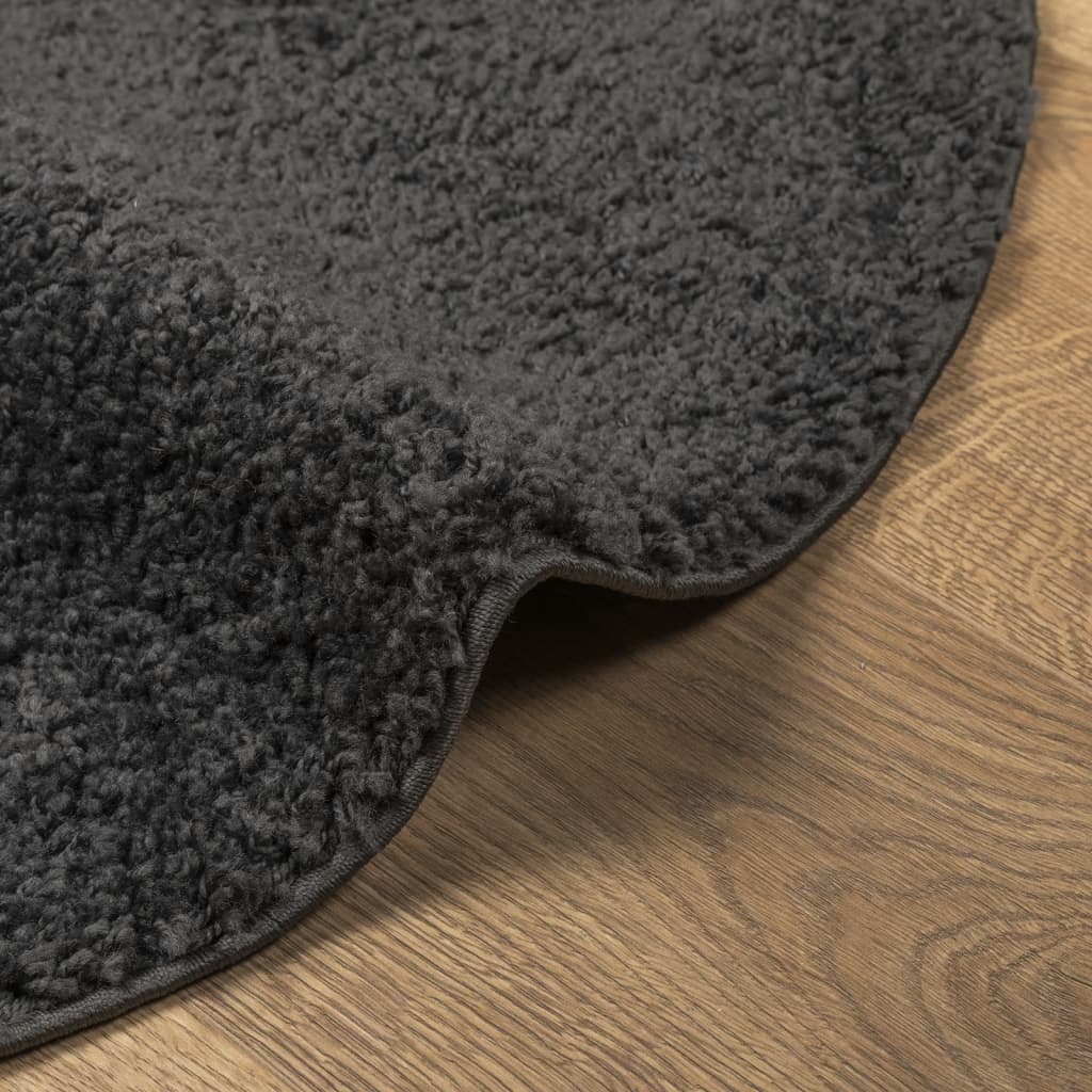 Shaggy Rug PAMPLONA High Pile Modern Anthracite Ø 80 cm