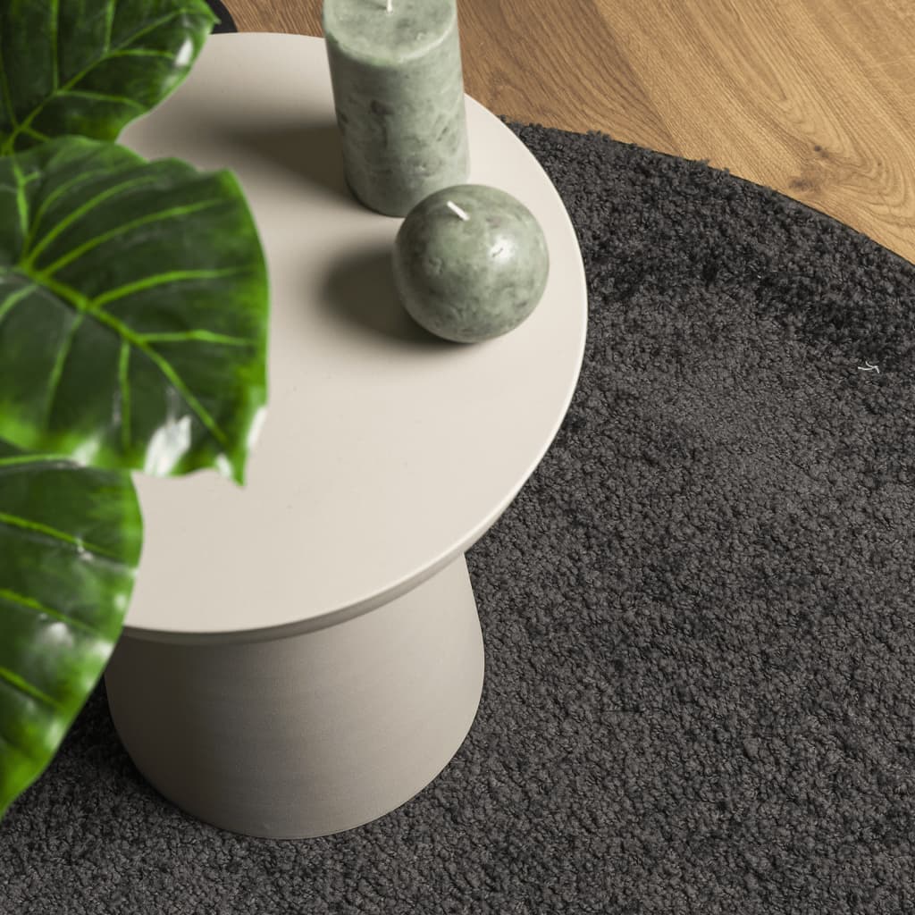 Shaggy Rug PAMPLONA High Pile Modern Anthracite Ø 80 cm