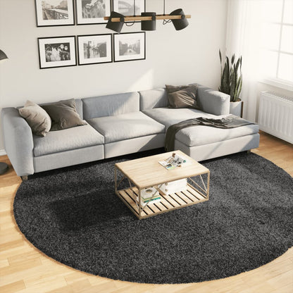 Shaggy Rug PAMPLONA High Pile Modern Anthracite Ø 280 cm