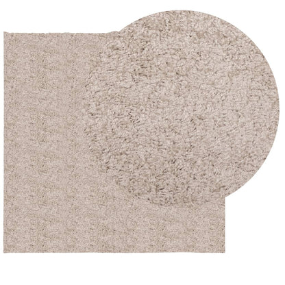 Shaggy Rug PAMPLONA High Pile Modern Beige 120x120 cm