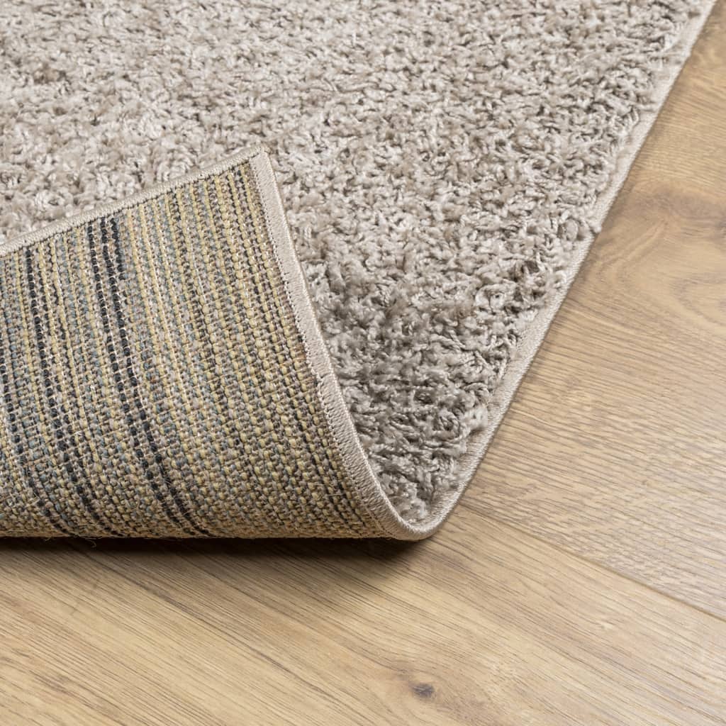 Shaggy Rug PAMPLONA High Pile Modern Beige 120x120 cm