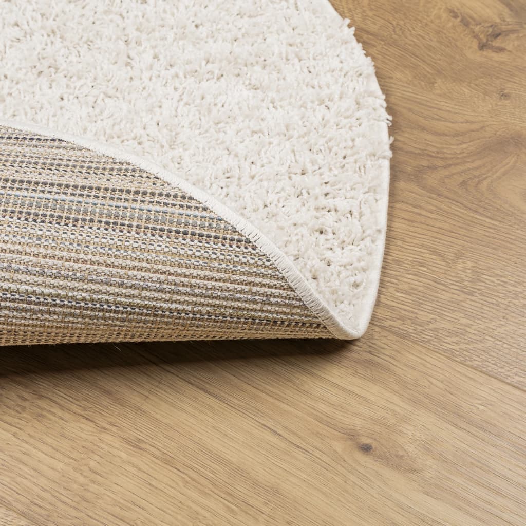 Shaggy Rug PAMPLONA High Pile Modern Cream Ø 80 cm