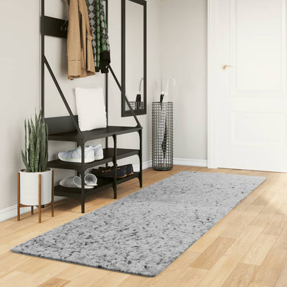 Shaggy Rug PAMPLONA High Pile Modern Grey 80x250 cm