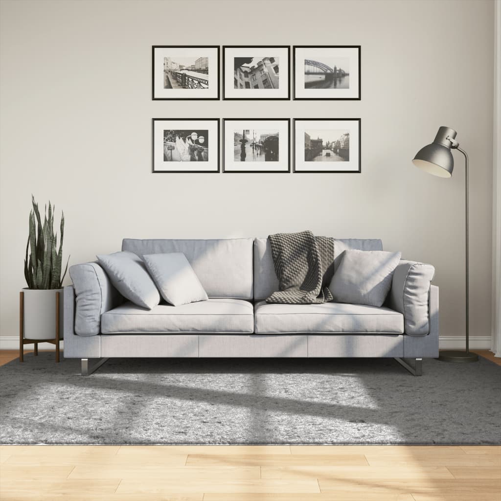 Shaggy Rug PAMPLONA High Pile Modern Grey 160x230 cm