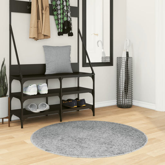 Shaggy Rug PAMPLONA High Pile Modern Grey Ø 100 cm