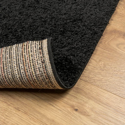 Shaggy Rug PAMPLONA High Pile Modern Black 60x110 cm