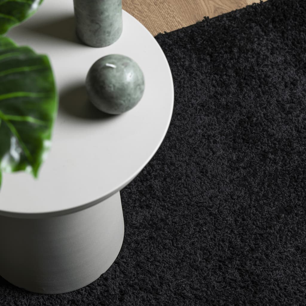 Shaggy Rug PAMPLONA High Pile Modern Black 60x110 cm