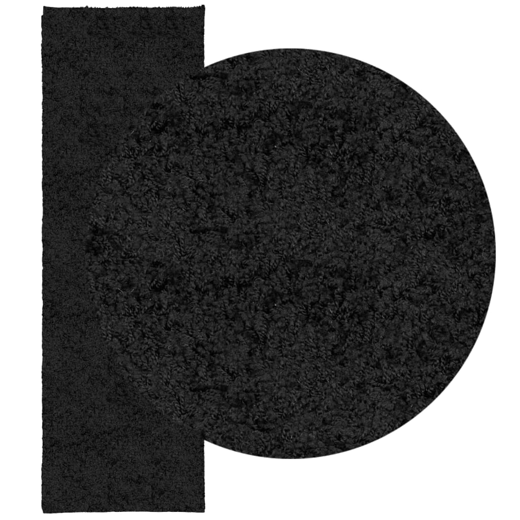 Shaggy Rug PAMPLONA High Pile Modern Black 80x250 cm