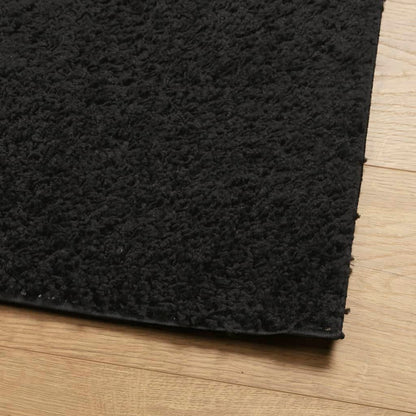 Shaggy Rug PAMPLONA High Pile Modern Black 80x250 cm