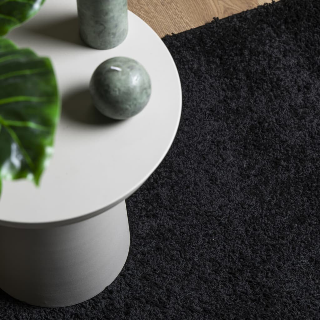 Shaggy Rug PAMPLONA High Pile Modern Black 80x250 cm