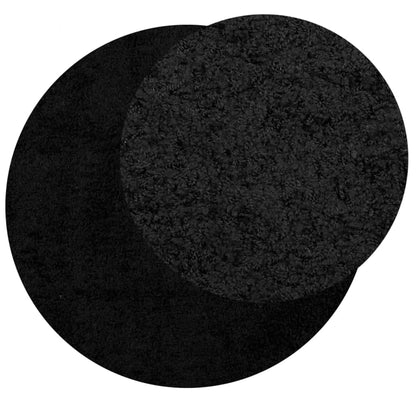 Shaggy Rug PAMPLONA High Pile Modern Black Ø 240 cm