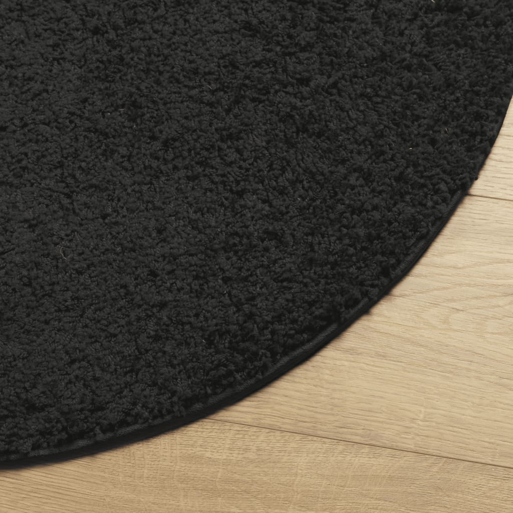 Shaggy Rug PAMPLONA High Pile Modern Black Ø 240 cm