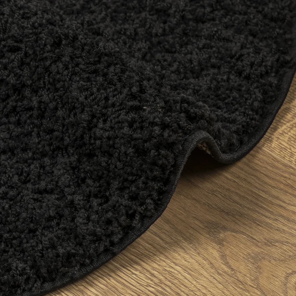 Shaggy Rug PAMPLONA High Pile Modern Black Ø 240 cm