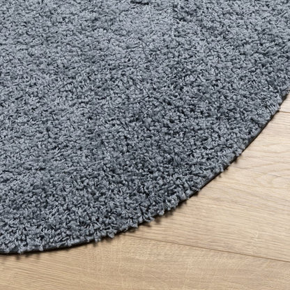 Shaggy Rug PAMPLONA High Pile Modern Blue Ø 100 cm