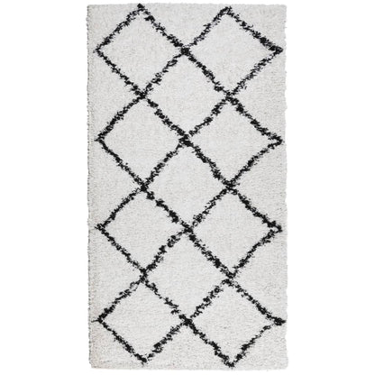 Shaggy Rug PAMPLONA High Pile Modern Cream and Black 60x110 cm