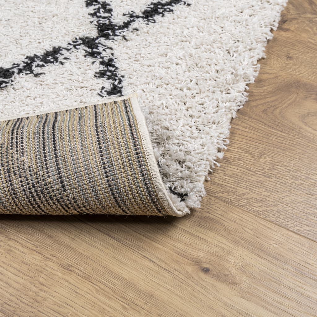 Shaggy Rug PAMPLONA High Pile Modern Cream and Black 60x110 cm