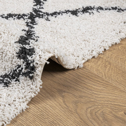 Shaggy Rug PAMPLONA High Pile Modern Cream and Black 60x110 cm