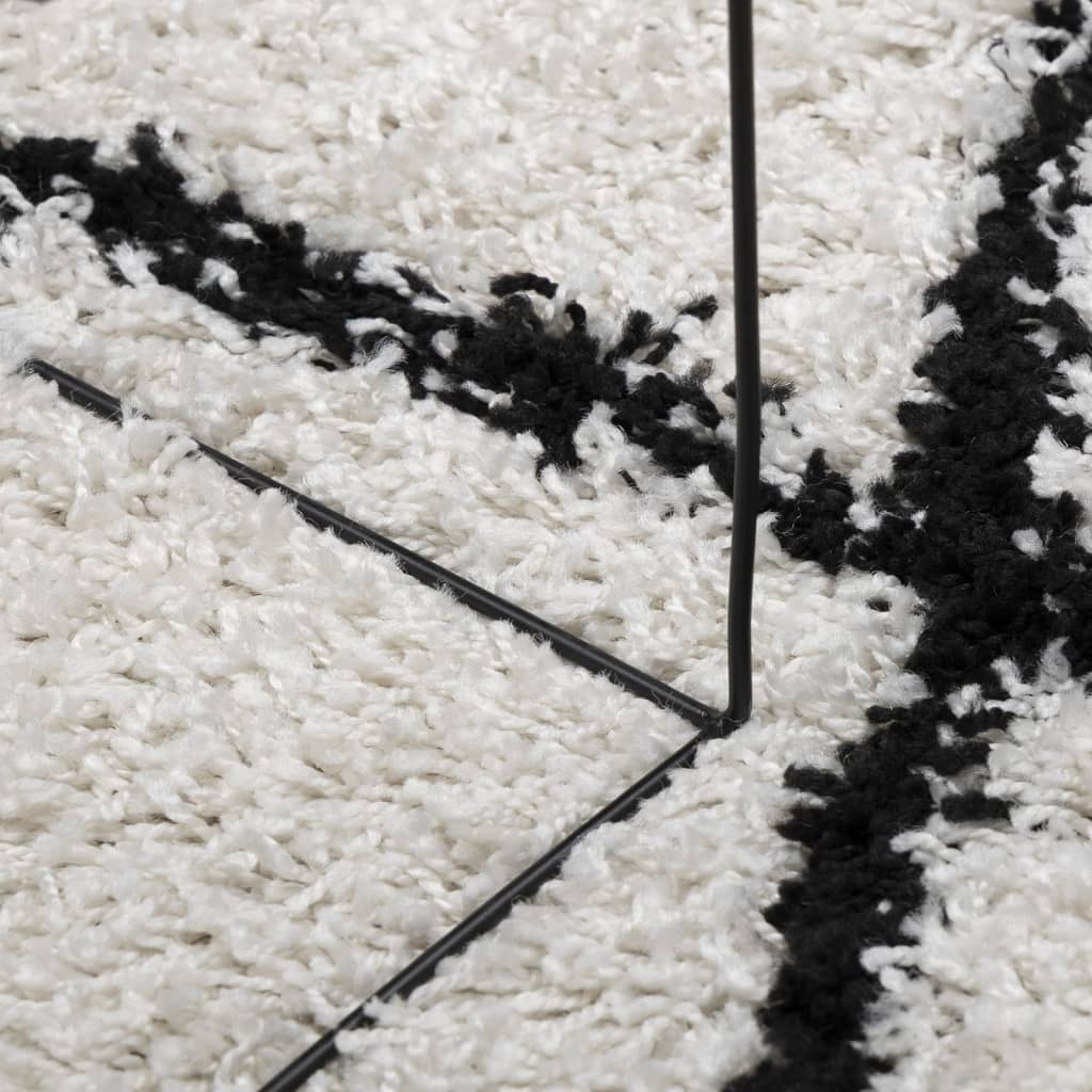 Shaggy Rug PAMPLONA High Pile Modern Cream and Black 60x110 cm