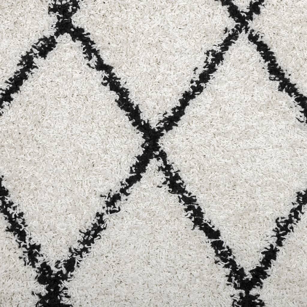 Shaggy Rug PAMPLONA High Pile Modern Cream and Black 60x110 cm