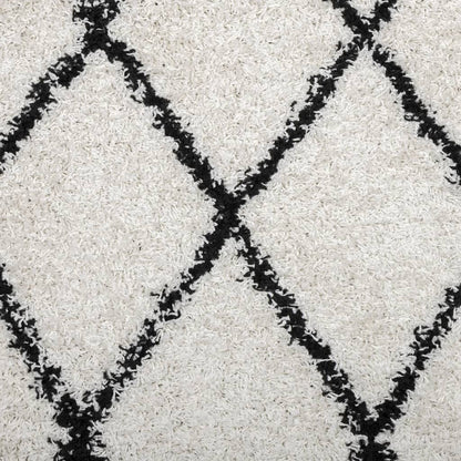 Shaggy Rug PAMPLONA High Pile Modern Cream and Black 60x110 cm